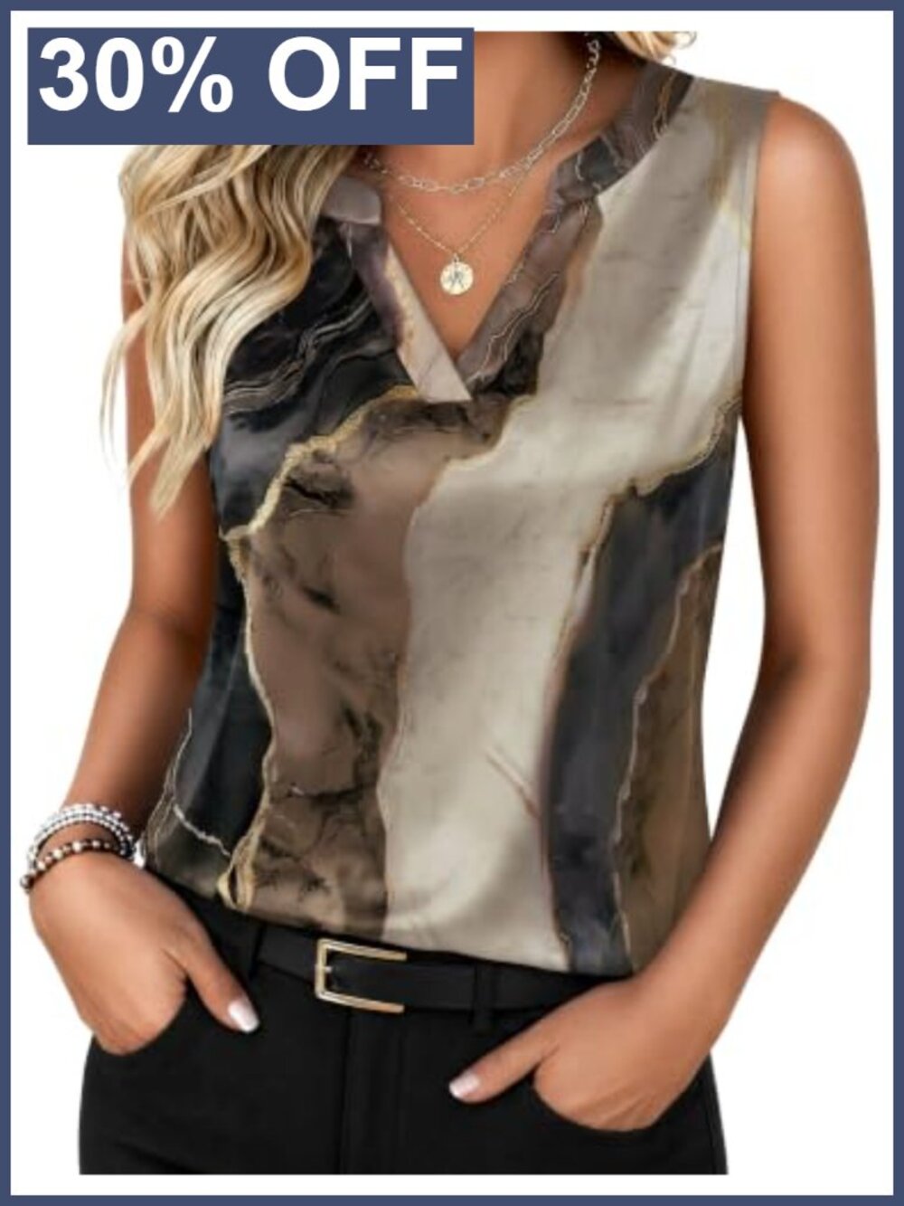 Silk Satin Tank Top Sleeveless V-Neck Blouse Business Casual